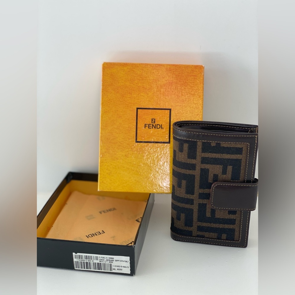 AUTHENTIC Fendi zucca pattern wallet with coin pouch